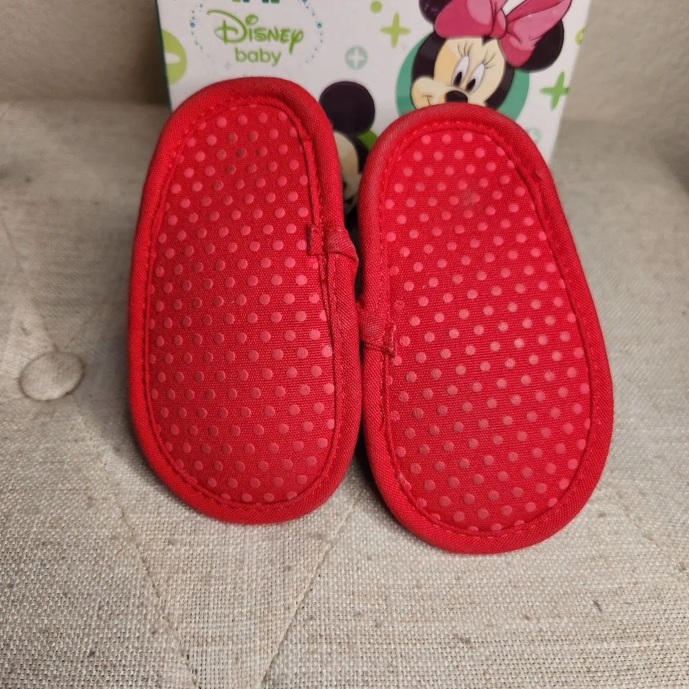 Disney baby black and red fuzzy soft sole boots